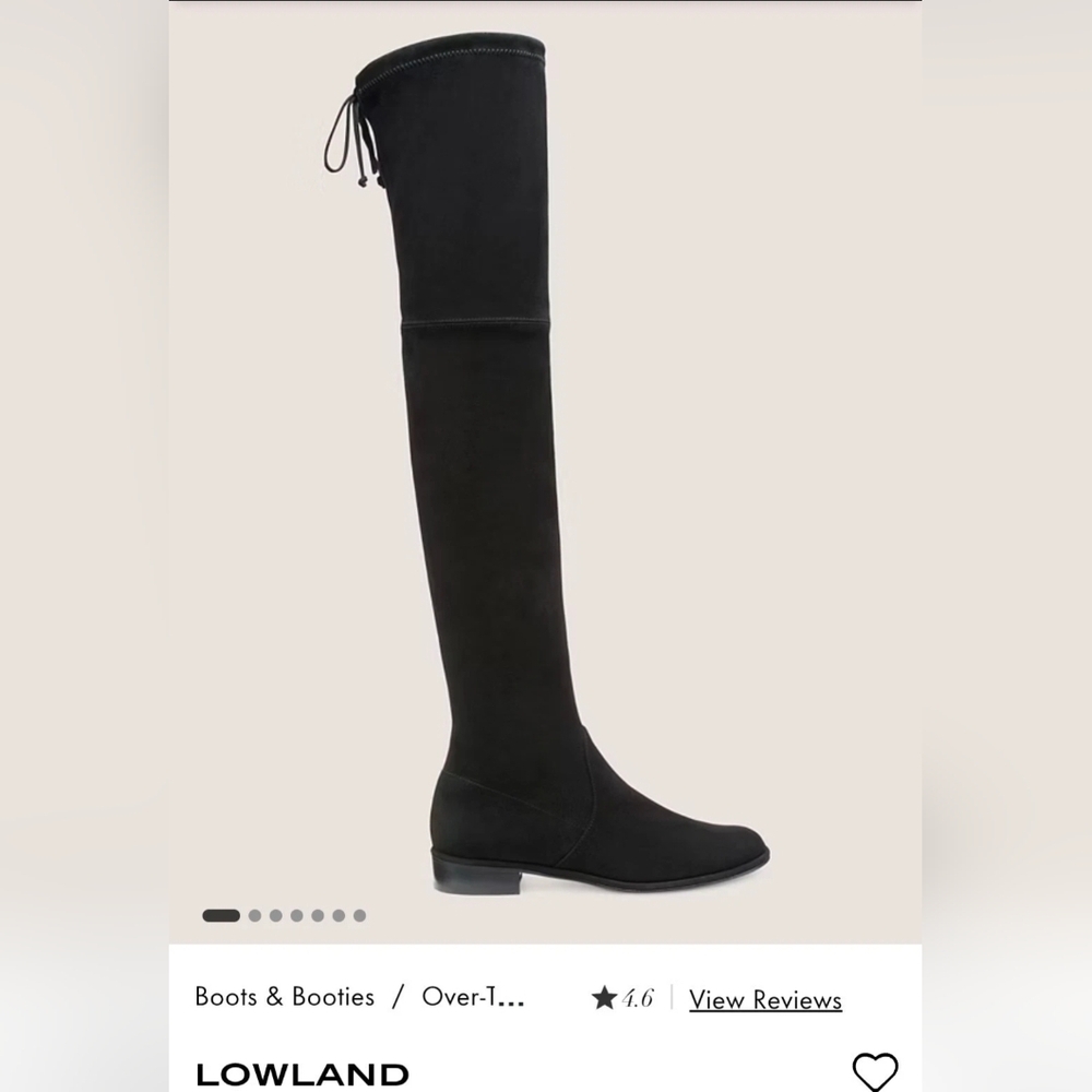 $950 Stuart Weitzman Women's Black Lowland Stretch Suede Boot Shoes Size US 6.5